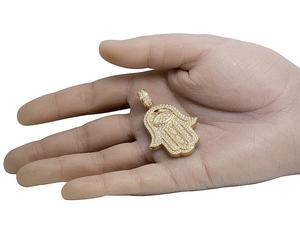 Pendentif Main de Hamsa serti de diamants glacés 4,0 Ct Or jaune 14 carats pour homme, bijoux Hip Hop personnalisés - Product Image 6