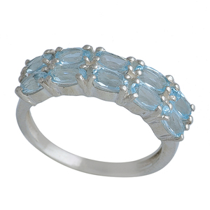 การตั้งค่าง่ามพลอยบุษราคัมสีฟ้า925แหวนเงินสเตอร์ลิงแหวนนิรันดร์แหวนแฟชั่นสำหรับของขวัญแต่งงานหรือวันครบรอบ - Product Image 2