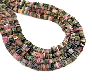 Qualité géniale, 1 brin de forme carrée, Tourmaline naturelle, perles Heishi, fabrication de beaux bijoux - Product Image 1