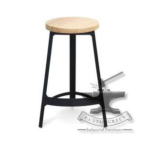 Taburetes de bar de hierro y madera clásicos vintage Diseño tradicional para aplicación de taller de dormitorio de comedor de hotel - Product Image 5