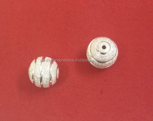 Cuenta redonda de Plata de Ley 925 de 10mm-Cuenta de diseño brillante - Product Image 2