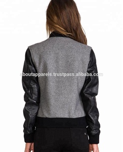 Veste en laine et à manches en cuir, lettre pour femmes, personnalisée, 100% - Product Image 3