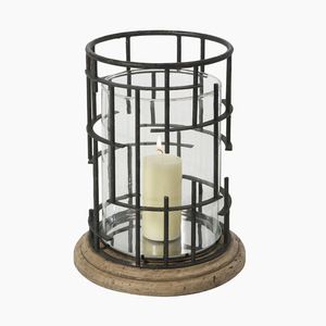 Porte-bougie en fer et bois, porte-bougie décorative d'événements - Product Image 1