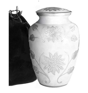 Platinum White Enamel Metal Brass/Aluminum Adults Human Funeral <b>Ashes</b> Cremation <b>Urns</b> American/European Style - Product Image 1