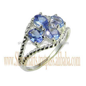 Bague en argent sterling 925, bijoux indiens faits à la main, rhodié, pierre précieuse tanzanite, pour les fêtes, anneaux éternels en vermeil - Product Image 2