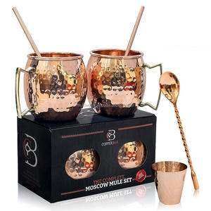 Polished Copper <b>Mugs</b> with Spoon,Straws,Shot - Product Image 1