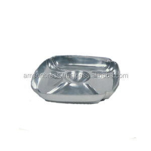 Plateau de service personnalisé en métal élégant fait à la main en aluminium argenté et polonais 5 sections de plats ronds pour collation - Product Image 1