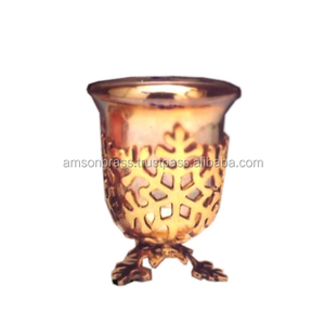 Portavelas decorativo de Navidad, soporte votivo con copo de nieve dorado - Product Image 1