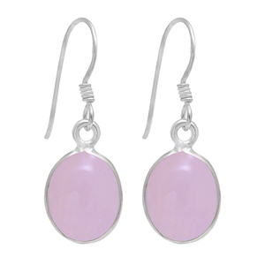 Oval Rose Quartz Gemstone 925 <b>Sterling</b> <b>Silver</b> Ear Wire <b>Dangle</b> <b>Earrings</b> Jewelry Fashionable <b>Earring</b> for Wedding, Gift for Women - Product Image 1