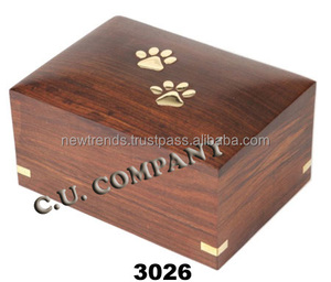 อุ้งเท้าสัตว์พิมพ์ลาย Urn ทำจากไม้พรีเมี่ยม,ของที่ระลึกทำจากไม้สีน้ำตาลสำหรับเผาศพสัตว์เลี้ยงสำหรับบริการฝังศพ - Product Image 2