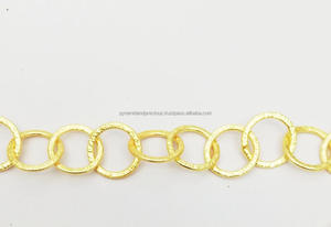 Chaînes à disques ronds en cuivre plaqué or martelé-Chaînes de recherche de bijoux faites à la main - Product Image 3