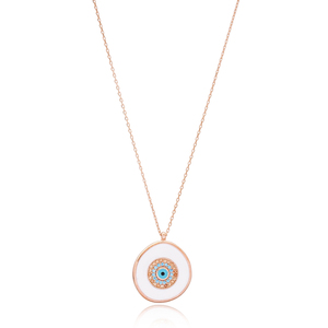Collier en argent Sterling 925 fait à la main, Design en émail turc, breloque de forme ronde, vente en gros - Product Image 1