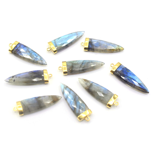 Pendentif en forme de flèche en labradorite en argent sterling 925 plaqué or pour la fabrication de bijoux artisanaux - Product Image 3