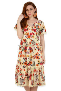 Robe courte brodée à fleurs, à volants, col en V, fermeture éclair dans le dos, coupe Pom Pom, Style bohème, longueur au genou, nouvelle collection été Offre Spéciale - Product Image 2