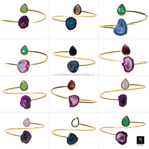 Bracelet en gros pour femmes plaqué or 24k Géode Druzy Gemstone réglable - Product Image 6