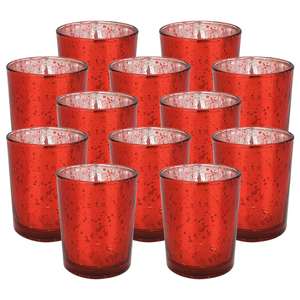 แก้วปรอทสีแดงผู้ถือเทียนทีไลท์ออกแบบเป็นจุดสำหรับงานแต่งงานของตกแต่งบ้าน - Product Image 2