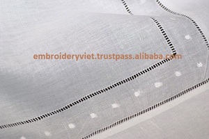 Manteles Individuales de punto blanco con bordado de mano Hemstitch - Product Image 4