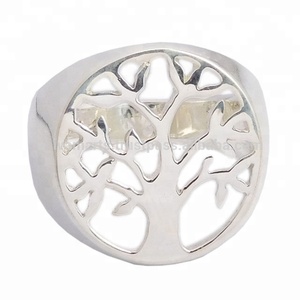 Arbre de vie nouveau Design 925 bague en argent Sterling indien fait à la main bijoux en argent éternité Vermeil anneaux - Product Image 4