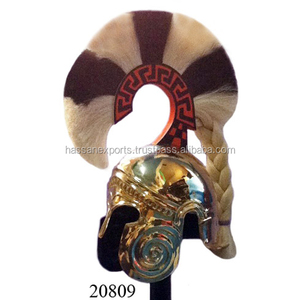 Casco de Armadura Calcidiana de Latón con Pluma - Product Image 1