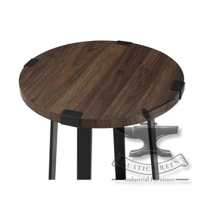 Table d'appoint industrielle vintage à dessus rond avec rangement pour salon, salle à manger, cuisine extérieure, ferme, hôtel ou appartement - Product Image 4