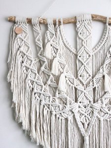 Tapiz de Macramé Blanco de Algodón, Hecho a Mano en Vietnam - Product Image 3