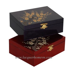 กล่องไม้เคลือบสี่เหลี่ยมคุณภาพสูงพร้อมลวดลายต้นไม้ - Product Image 1
