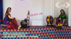 Punjabi Lady Fiber Statue Avec Chaj Mehndi Stade Fiber Statues Décor Punjabi Mariage Couple Statues USA UK - Product Image 5