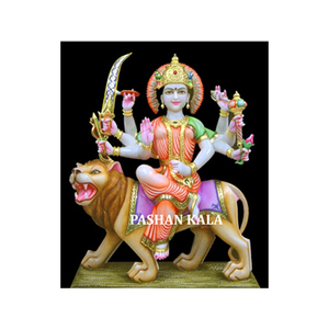 Estatua de Vaishno Maa de mármol blanco puro y estatua de Durga Maa de diseño clásico real maravilloso para estatua de adoración de Dios de mármol - Product Image 1