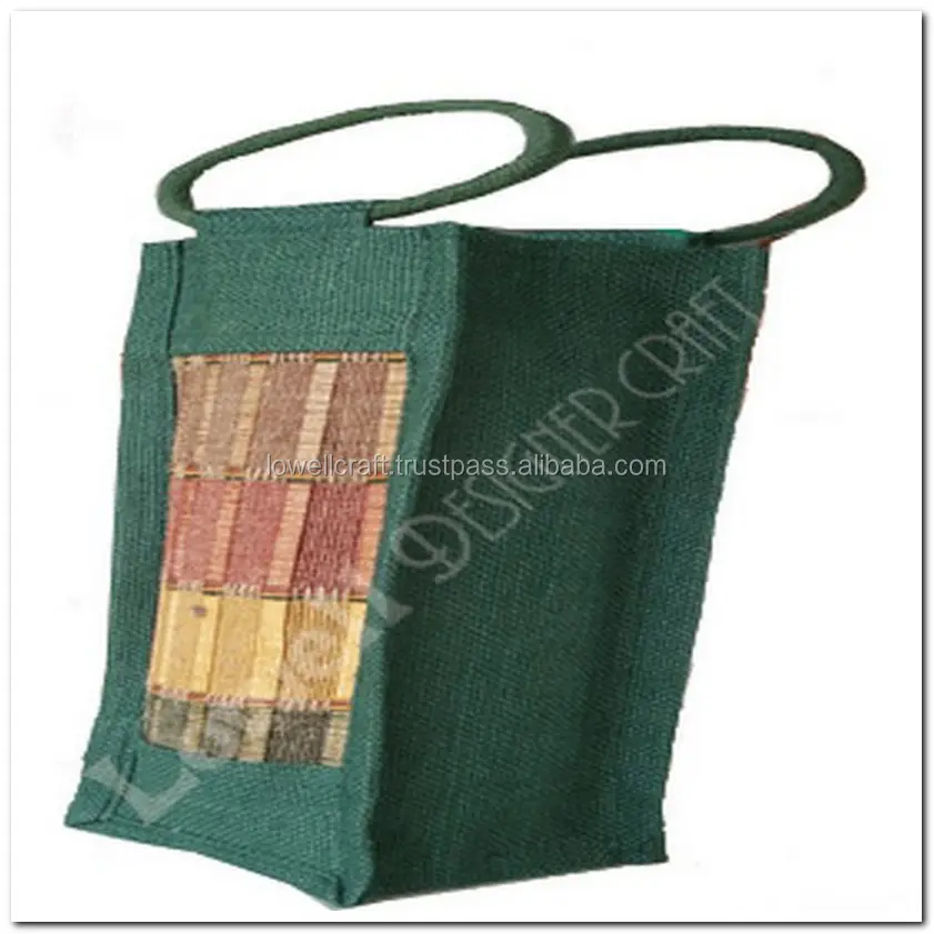 bamboo mat jute Wine Bottle Tote Carrier Bag