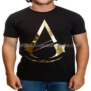 Camisetas Personalizadas de Algodón Jersey Transpirable con Estampado Dorado en la Parte Delantera para Hombre, Servicio OEM - Product Image 1