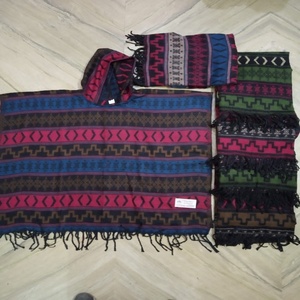 Trendy Winter Fashion Premium Quality Acrylic Woolen Striped Printed <b>Ponchos</b>/Jackets With Hood Wholesale From India - Product Image 1