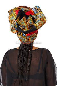Couvre-chef en coton africain Dashiki, écharpe de tête en tissu africain imprimé de cire pour femmes, mode africaine - Product Image 4