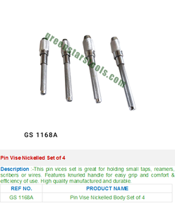 GREEN STRAS SA PVT LTD Étau à épingles Nickelé Jeu de 4 GS 1168A Outils de bijouterie Origine Inde - Product Image 2