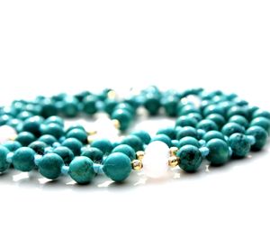 ซื้อจิตวิญญาณ108สวดมนต์ลูกปัดลูกประคำธรรมชาติลูกปัดเทอร์คอยส์ Howlite ทิเบตยาวมาลาสร้อยคอ - Product Image 2