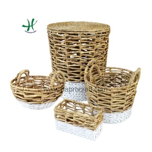 Cesta de Almacenamiento Plegable Ecológica de Jacinto de Agua Tejido con Asas y Color Natural - Product Image 3