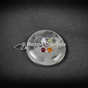Colgantes de disco de chakra de cuarzo de cristal de nuevo diseño de cristales rozrin - Product Image 1