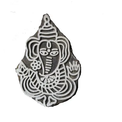 Hindu God Lord Ganesh Wooden Decorative Stamp Fabric and Henna