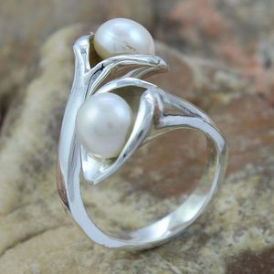 Superbe look de bijoux de bague en argent sterling 925 avec des pierres précieuses perlées avec un look élégant et un design classique - Product Image 1