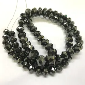 Chaîne et collier en perles à facettes, perles noires, 100% naturelles de haute qualité, en diamant à facettes