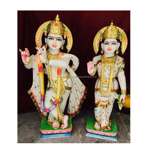 Statue krishna en marbre blanc, décoration de la maison - Product Image 1