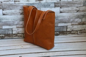 Sac fourre-tout en cuir AM-0070, sac fait à la main, Large, marron, nouvelle collection - Product Image 3