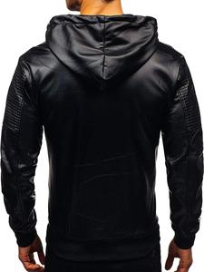 Men's Leather Jacket with Hood custom Made Real Lamb Leather Mens Fashion Leather Jacket with <b>Hoodie</b> - Product Image 6