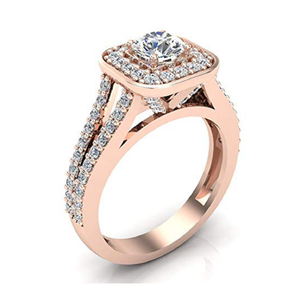 Anillo de Compromiso con Diamante Natural Redondo de 1.00TCW en Oro Rosa con Engaste de Puntas para Mujer - Product Image 2