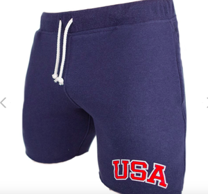 Shorts de sport en molleton bleu marine confortables et populaires, shorts de sport à cordon de serrage, shorts de course athlétiques pour hommes - Product Image 1