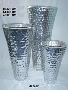 Macetero de Aluminio Martillado con Acabado Pulido Espejo y Forma Cilíndrica, Hecho a Mano, para Decoración del Hogar - Product Image 2