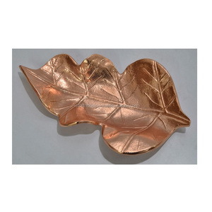 Plateau de service en émail translucide moulé à la main en feuille de cuivre doré plateau de table intérieur en aluminium métal artisanat décoration florale de la maison - Product Image 5