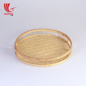 Hand Woven Round Woven Bamboo <b>Basket</b>/ Bamboo Bread and Fruit <b>Basket</b> Vietnam - Product Image 2