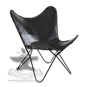 เก้าอี้วินเทจอุตสาหกรรมหนังผีเสื้อสีดำสำหรับรับประทานอาหารกลางแจ้งห้องนั่งเล่นดีไซน์เรียบง่ายสำหรับโรงเรียนโรงแรมร้านอาหาร - Product Image 2