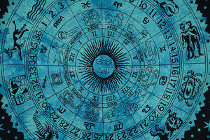 พรมแขวนผนังประดับลวดลายพิมพ์ลายราศีสีดำและสีฟ้าขนาดควีนไซส์ - Product Image 4