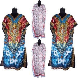 Vêtements à vendre coton plage dames tenue décontractée intelligente dubaï indien coton Long caftan main bloc imprimé robe abordable - Product Image 1
